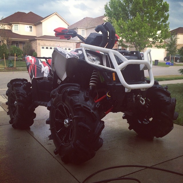 All washed up. Ready for the next mod. Pulling her off the trails for a couple weeks. #swampdonkeys #polaris #scrambler850 #catvos #gorillaaxle #silverbacks #amrracing