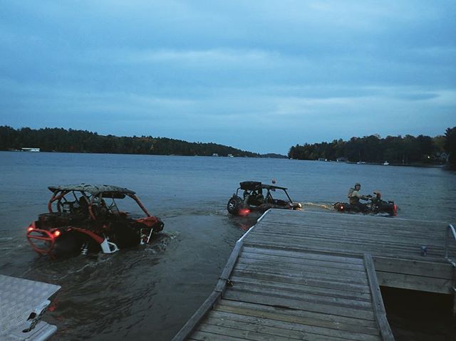 Two Polaris saving a can am. #maverick #polaris #rzr #highlifter #muskoka #swampdonkeys